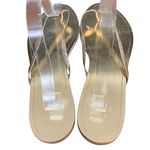 J Crew Gold Metallic Womens Leather Flats Thongs Flip Flops Slides Sandals sz 10 - Picture 10 of 14